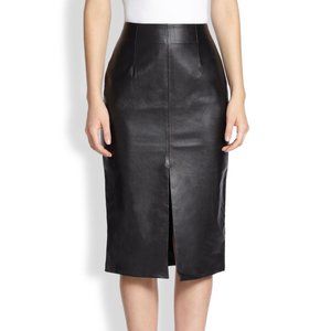 Need Supply Black Faux Leather Pencil Skirt with Front Slit